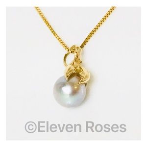 14k Gold Akoya Pearl Pendant Necklace